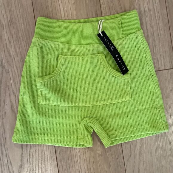 NWT. Baby Size 3 Mos Lime Green Waffle Shorts - Picture 5 of 7